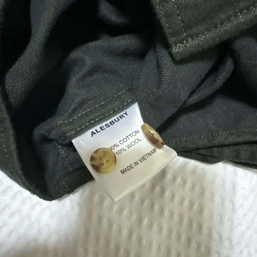 Alesbury Canvas Button Up Slim Lined Shirt Men's Medium Green Size Small